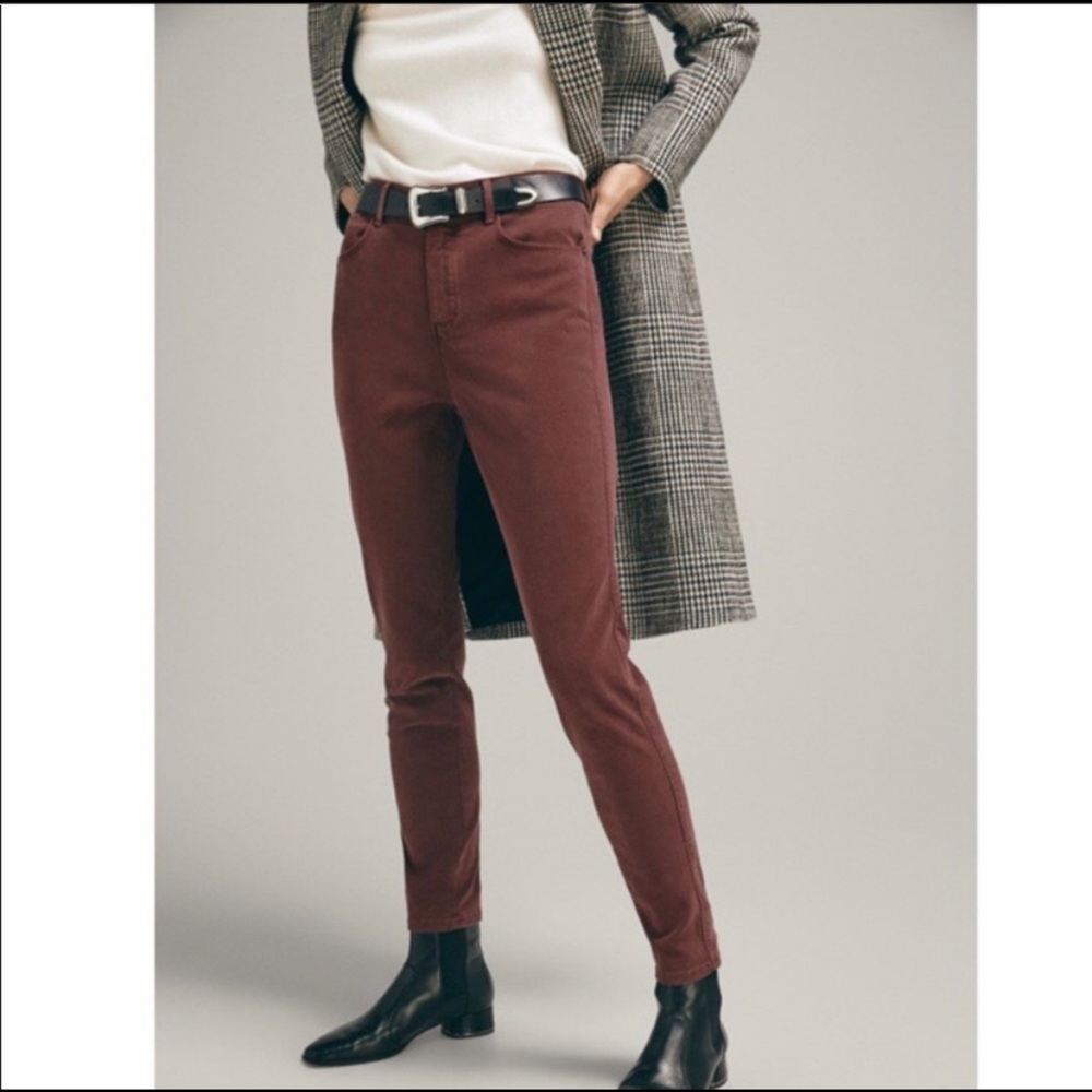 Massimo Dutti high-rise burgundy skinny fit jean